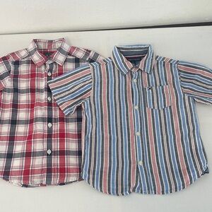 Tommy Hilfiger Kids Red Plaid and Blue Striped Shirts
